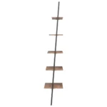 5 Tier Leaning Shelf - Dark Brown and Black - 64 x 34 x 185.5cm