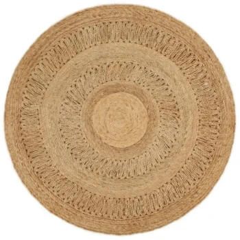 Round Hand-Braided Jute Rug - 120cm