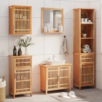 5 Piece Bathroom Furniture Set - Solid Walnut Wood