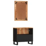 2 Piece Bathroom Furniture Set - Iron - Solid Acacia Wood