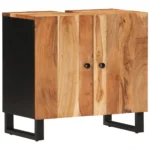 2 Piece Bathroom Furniture Set - Iron - Solid Acacia Wood