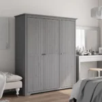 3 Door Bodo Wardrobe - Solid Pine Wood - Grey - 151.5 x 52 x 176.5cm