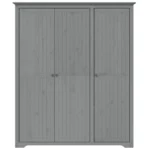 3 Door Bodo Wardrobe - Solid Pine Wood - Grey - 151.5 x 52 x 176.5cm