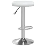 2 Adjustable Bar Stools - White Faux Leather - 31 x (58-78)cm