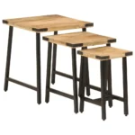 x3 Nesting Coffee Tables - Solid Mango Wood And Iron - 45 x 45 x 50cm