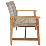 PE Rattan And Acacia Wood Garden Bench - Gray - 112 x 64 x 80cm