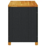 Garden Storage Box - Poly Rattan - Acacia Wood - Black - 110 x 55 x 63cm