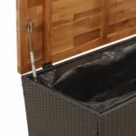 Garden Storage Box - Poly Rattan - Acacia Wood - Black - 110 x 55 x 63cm