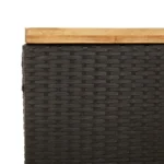 Garden Storage Box - Poly Rattan - Acacia Wood - Black - 110 x 55 x 63cm