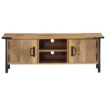 TV Cabinet - Solid Mango Wood - Metal Finish - 110 x 35 x 40cm