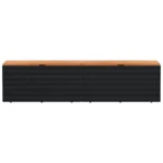 Garden Storage Box - Poly Rattan - Acacia Wood - Black - 220 x 50 x 54cm