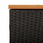 Garden Storage Box - Poly Rattan - Acacia Wood - Black - 220 x 50 x 54cm