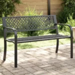 Steel Garden Bench - Black - 119 x 52 x 76cm