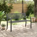 Steel Garden Bench - Black - 119 x 52 x 76cm