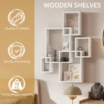 Wall Mounted Interlocking Cube Shelves - White - 89.5 x 65 x 10.2cm