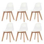 x6 Ergonomic Dining Chairs - White - Plastic - 41 x 45 x 79cm