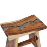 Handmade Stool - Solid Suar Wood And Polyresin - 50 x 30 x 45cm