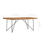 Industrial-Style Dining Table - Solid Acacia Wood - 180 x 90 x 76cm