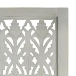 Panel Room Divider - Solid Mango Wood - Hand Carved - Grey - 200 x 165cm