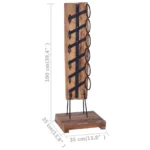 Solid Teak Wood Wine Rack - 6 Bottles - 35 x 35 x 100cm