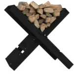 Log Storage Holder - Solid Pine Wood - Black - 47 x 39.5 x 48cm