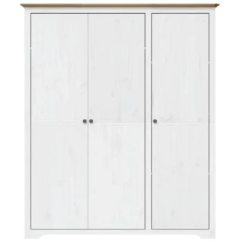 3 Door Bodo Solid Pine Wood Wardrobe - White - 146 x 53.5 x 173cm