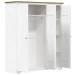 3 Door Bodo Solid Pine Wood Wardrobe - White - 146 x 53.5 x 173cm