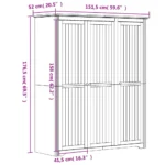 3 Door Bodo Solid Pine Wood Wardrobe - White - 146 x 53.5 x 173cm