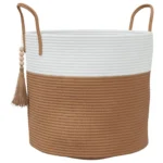 100% Cotton Storage Basket - Brown And White - 40 x 35cm