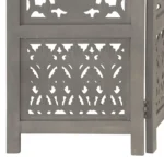 Panel Room Divider - Solid Mango Wood - Hand Carved - Grey - 200 x 165cm