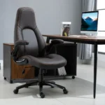 PU Leather Office Chair - Adjustable Height - Flip Up Armrests & Tilt Function - Dark Brown