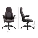 PU Leather Office Chair - Adjustable Height - Flip Up Armrests & Tilt Function - Dark Brown