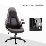 PU Leather Office Chair - Adjustable Height - Flip Up Armrests & Tilt Function - Dark Brown