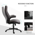 PU Leather Office Chair - Adjustable Height - Flip Up Armrests & Tilt Function - Dark Brown