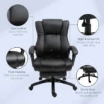 Executive Reclining Office Chair - Black Faux Leather