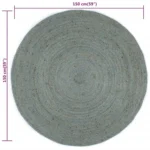 Round Handmade Jute Rug - Olive Green - 150cm