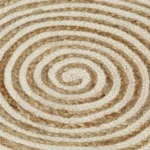 Round Handmade Jute Rug - Natural & White -150cm