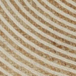 Round Handmade Jute Rug - Natural & White -150cm