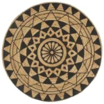 Round Hand-braided Jute Rug - Natural & Black - 120cm