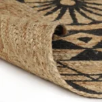 Round Hand-braided Jute Rug - Natural & Black - 120cm