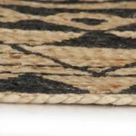 Round Hand-braided Jute Rug - Natural & Black - 120cm