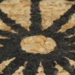 Round Hand-braided Jute Rug - Natural & Black - 120cm