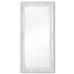 Ornate Wall Mirror - Baroque Style - White - 100 x 50cm