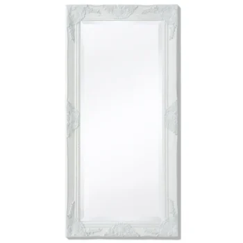 Ornate Wall Mirror - Baroque Style - White - 100 x 50cm