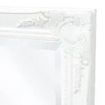 Ornate Wall Mirror - Baroque Style - White - 100 x 50cm