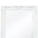 Ornate Wall Mirror - Baroque Style - White - 100 x 50cm