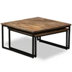 2 Nesting Coffee Tables - Solid Reclaimed Teak - 75 x 75 x 39cm