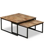 2 Nesting Coffee Tables - Solid Reclaimed Teak - 75 x 75 x 39cm