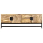 TV Cabinet - Solid Mango Wood - Steel - 140 x 30 x 50cm