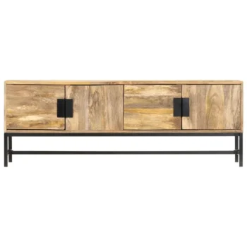 TV Cabinet - Solid Mango Wood - Steel - 140 x 30 x 50cm